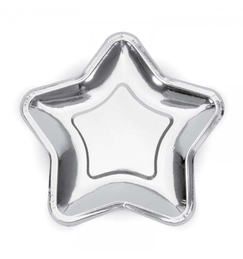 Piatti stella argento silver - 6 pz