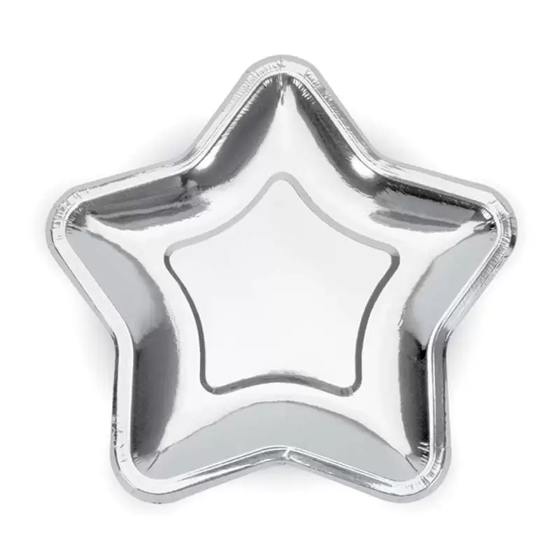 Piatti dessert stella argento - piattini dolce 6 pz