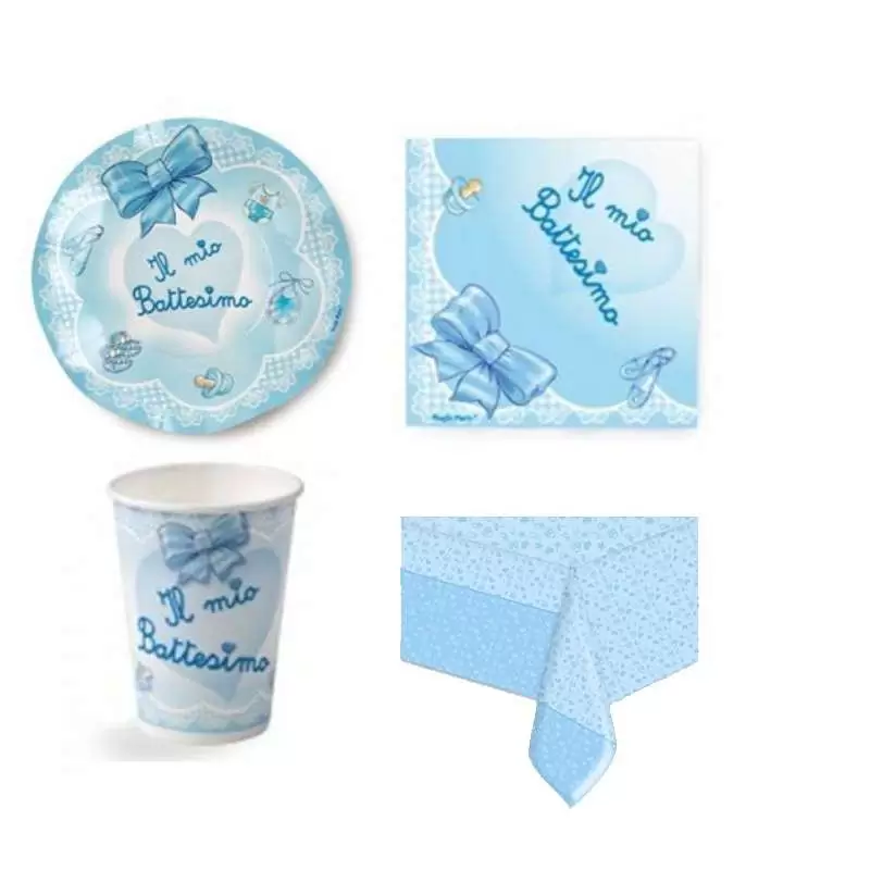 KIT N3 IL MIO BATTESIMO FIOCCO CELESTE 