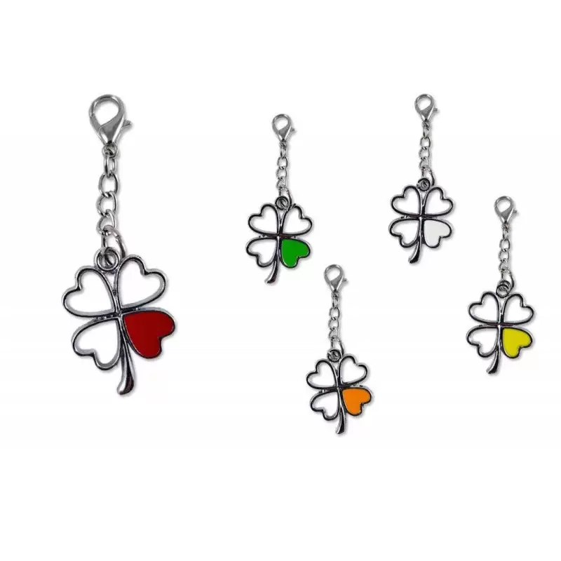 Ciondolo quadrifoglio colorato - 10 pz