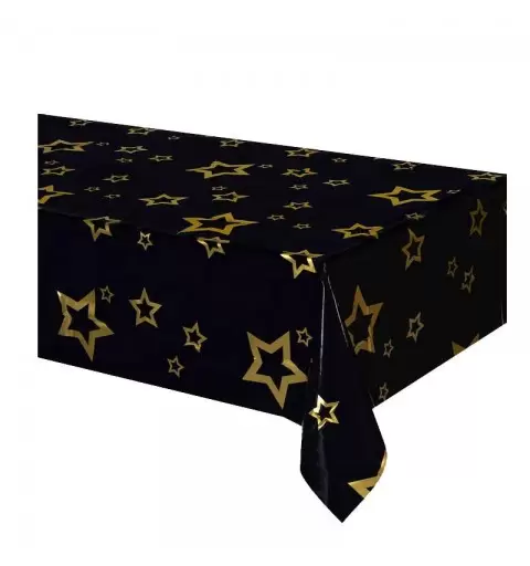 Tovaglia vip party - fondo nero con stelle oro ORO