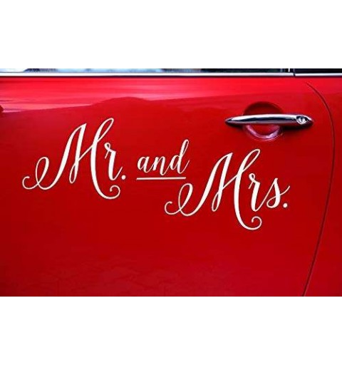 Adesivo mr and mrs per auto - decorazione per la macchina degli sposi
