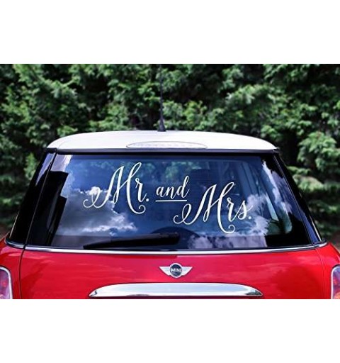 Adesivo mr and mrs per auto - decorazione per la macchina degli sposi