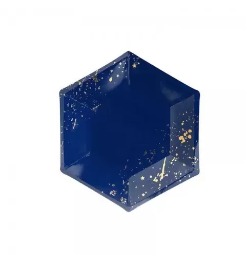 Piatti dessert blu navy con gocce dorate - 6 pz