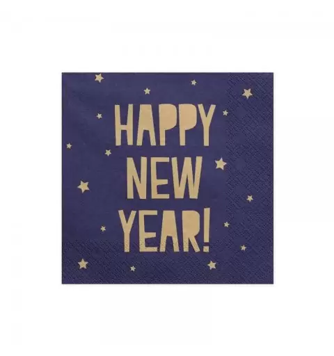 Tovaglioli blu navy happy new year oro - 20 pz