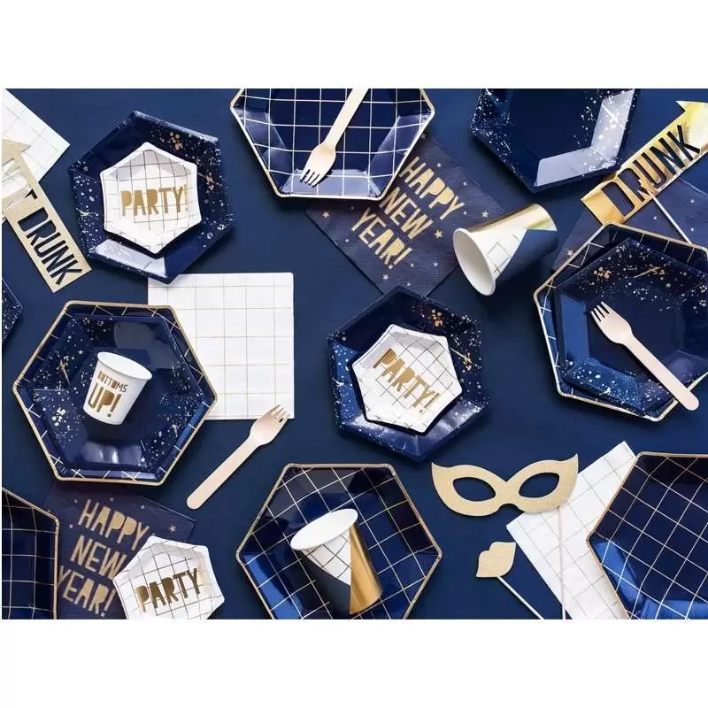 Kit n.42 happy new year blu e oro - set tavola per 12 persone