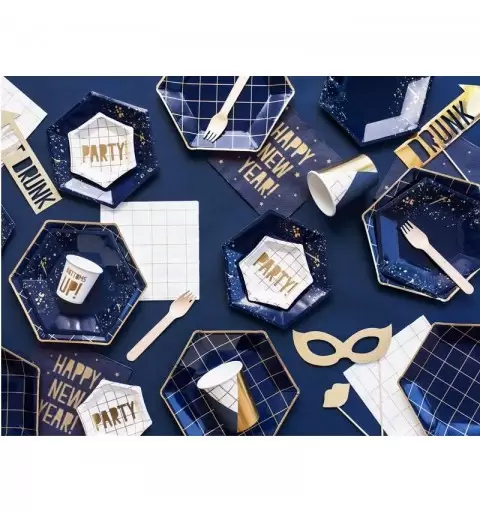Kit n.42 happy new year blu e oro - set tavola per 12 persone