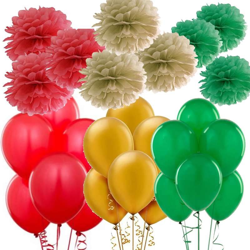 Palloncini e fluffy - rosso oro e verde