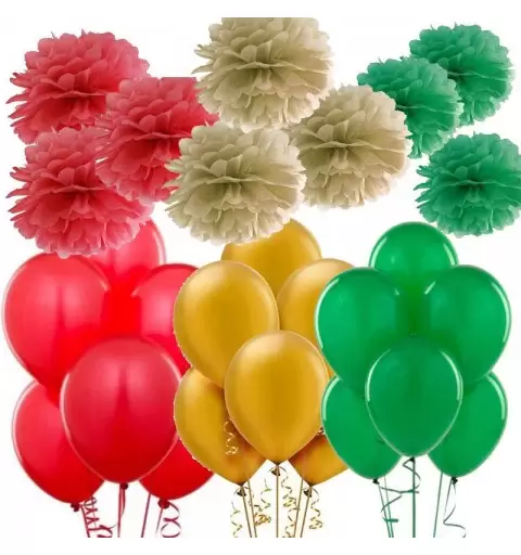 Palloncini e fluffy - rosso oro e verde