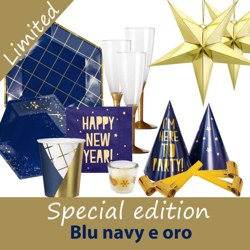Set allestimento capodanno blu navy e oro - special edition