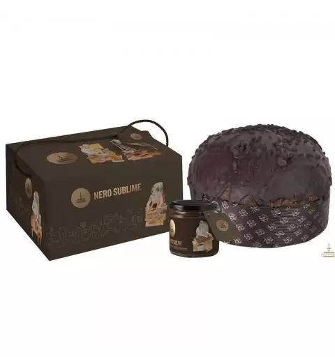 Panettone artigianale nero sublime - con cioccolato di Modica da spalmare