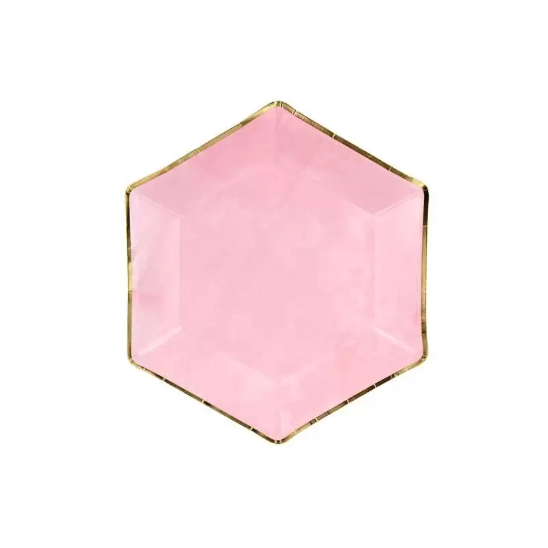Piatti Bride to Be esagonali rosa e oro - 6 pz