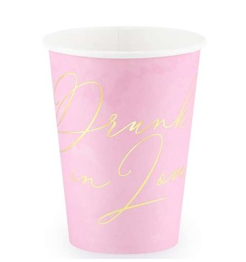 Bicchieri drink in love rosa e oro - 6 pz