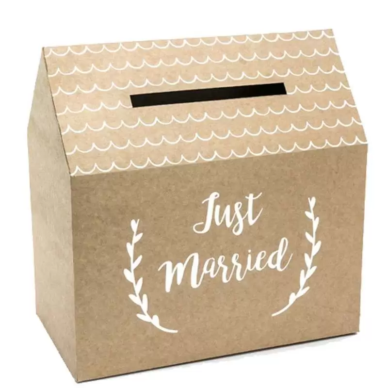 Wedding card just married - carta kraft a forma di casa