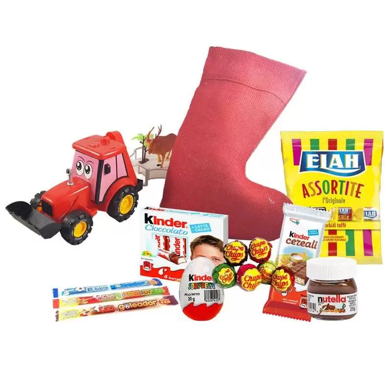 Calza della befana trattore - con Kinder e gadget