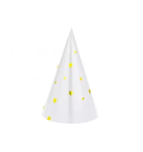 Cappellini cono blu e bianchi con stelle oro - 6 pz