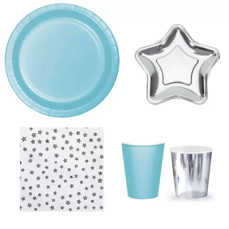 Kit n.2 twinkle twinkle little star - celeste e argento E ARGENTO