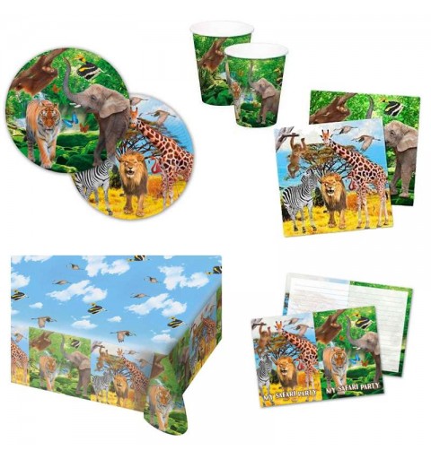 Kit n.9 zoo safari - con inviti compleanno