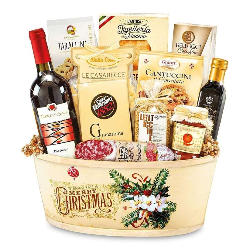 cesto natalizio Camelot - con caffè e vino