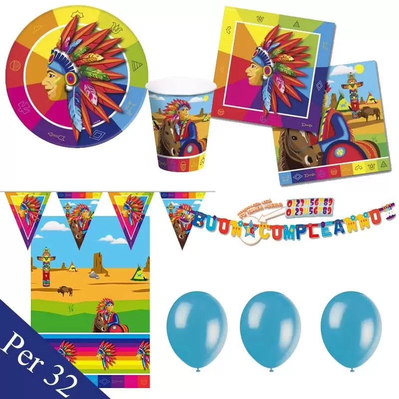 Kit n.27 indiani d'America - coordinato tavola per 32
