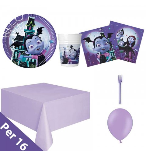 Kit n.6 Vampirina - set tavola con forchette e palloncini