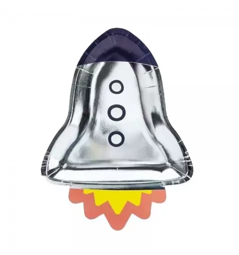 Piatti space party a forma di razzo spaziale