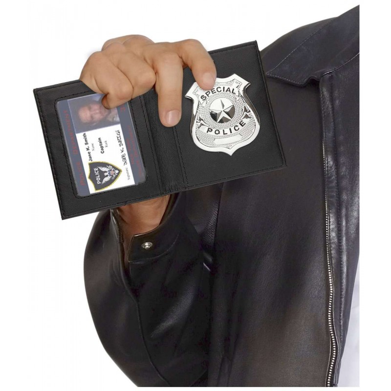 Badge poliziotto con distintivo argento