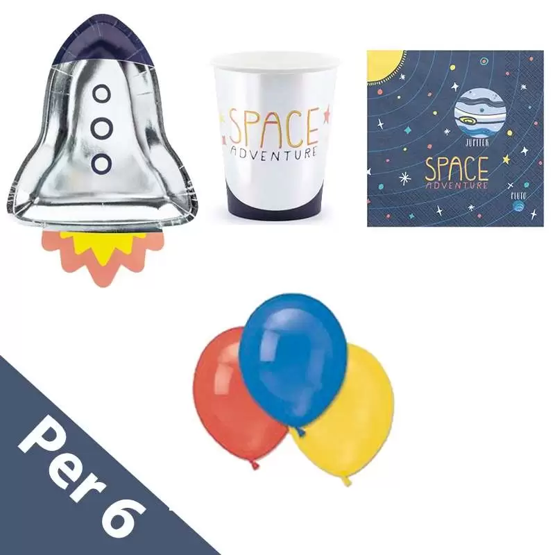 Kit n.22 space party - accessori festa spaziale per 6