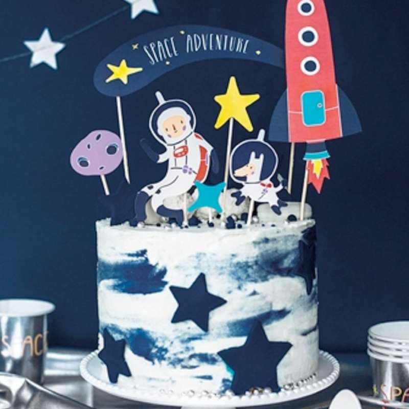 Cake topper space party - topper per torta cosmo