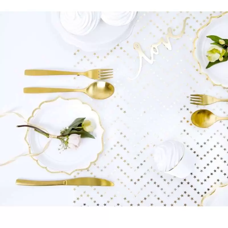 Runner bianco con stelle oro specchiate