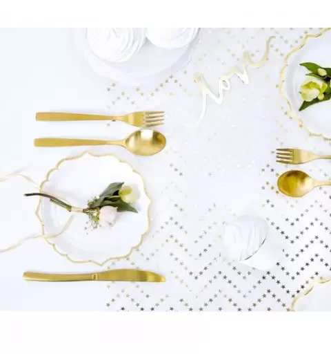 Runner bianco con stelle oro specchiate