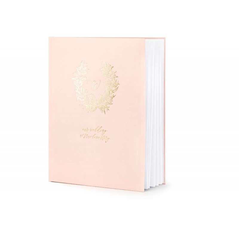 Libro degli ospiti rosa cipria con corona - guest book matrimonio