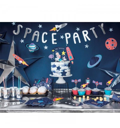 Kit n.62 space party - coordinato festa con forchette e rosoni