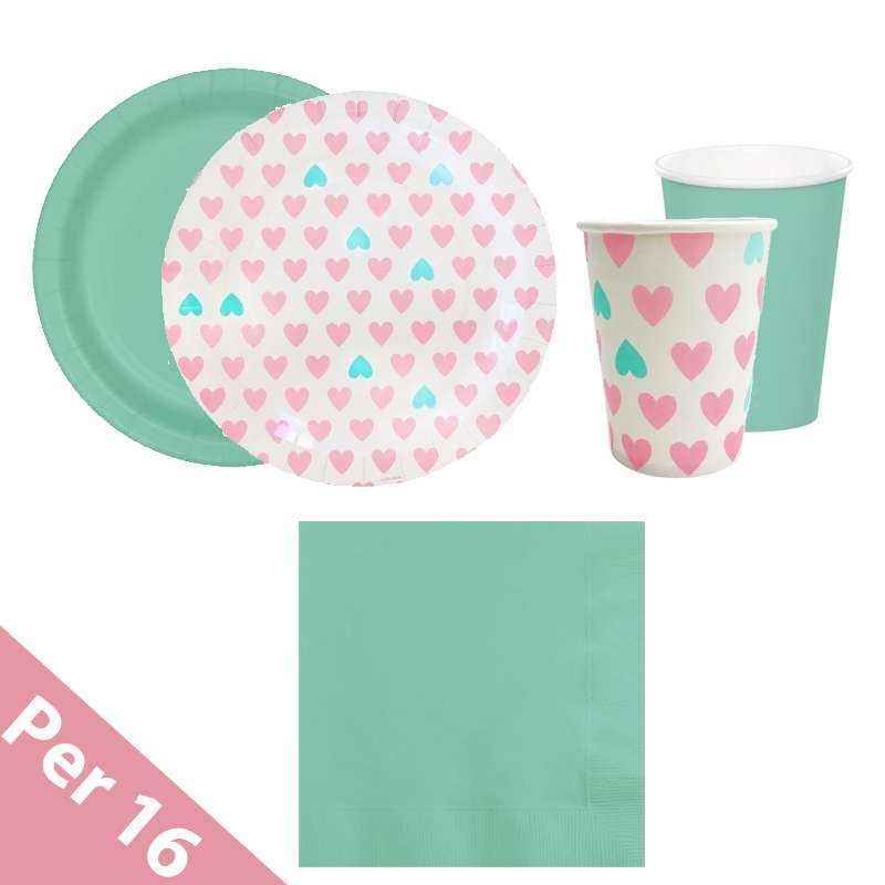 Kit n.2 cuori menta - accessori festa rosa e verde tiffany