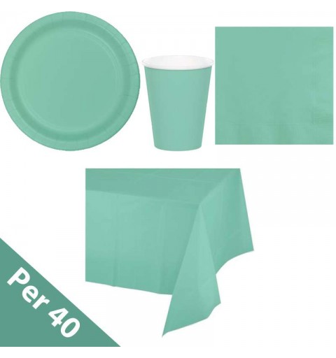 Kit n.3 verde menta - coordinato tavola fresh mint