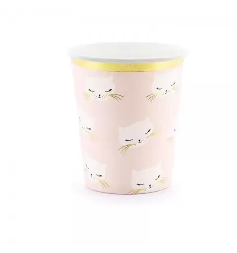 Bicchieri rosa con gattini - 6 pz