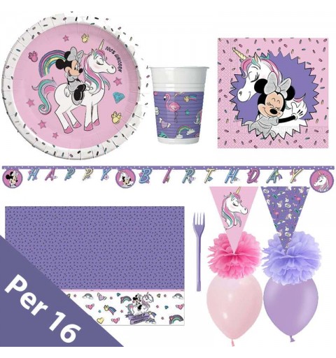 Kit n.54 Minnie unicorn - coordinato per festa