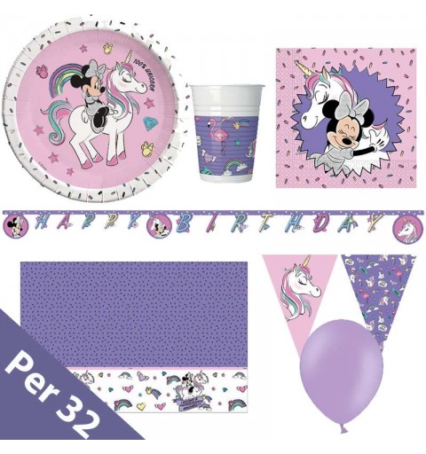 Kit n.27 Minnie Unicorn - accessori tavola Topolina e unicorno