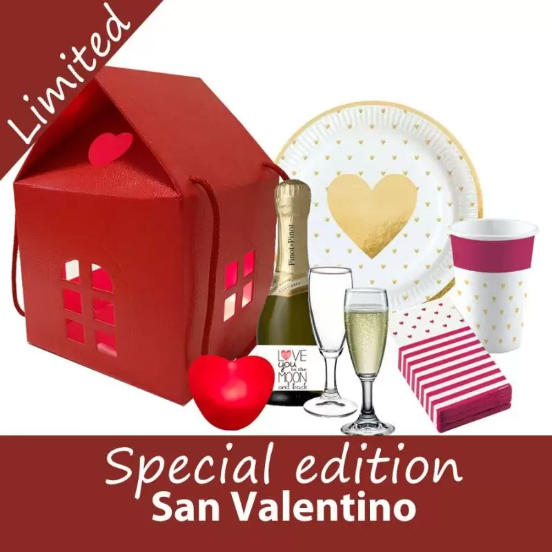 Kit per cena romantica di San Valentino - allestimento tavola regalo