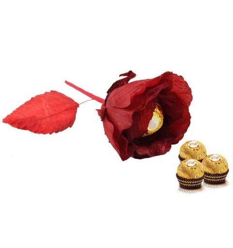 Rose di tessuto con Ferrero Rocher - 5 pz