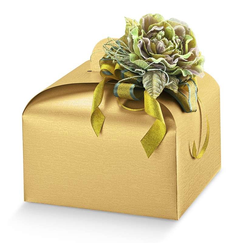 Scatola dorata porta panettone in cartone - 5 pz