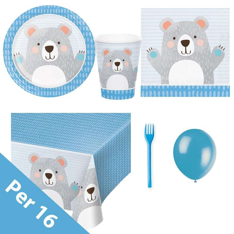 Kit n.6 piccolo orso - set tavola bear party