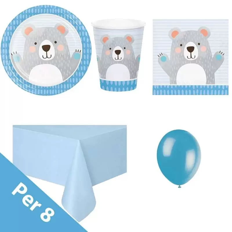 Kit n.21 piccolo orso - set addobbi orsetto celeste