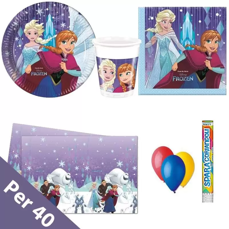KIT 30 - FROZEN REGNO DI GHIACCIO + PALLONCINI E 2 TUBI SPARACORIANDOLI