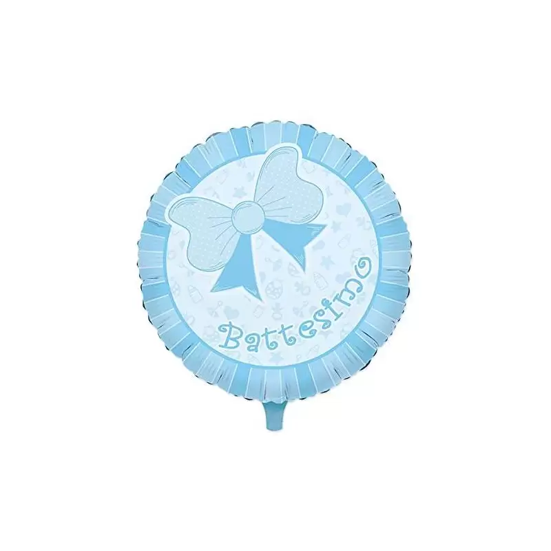 Palloncino foil battesimo fiocco celeste
