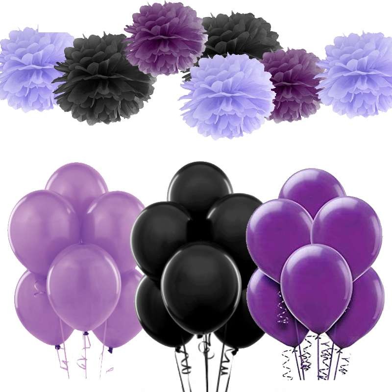 Palloncini e fluffy viola lilla e neri 