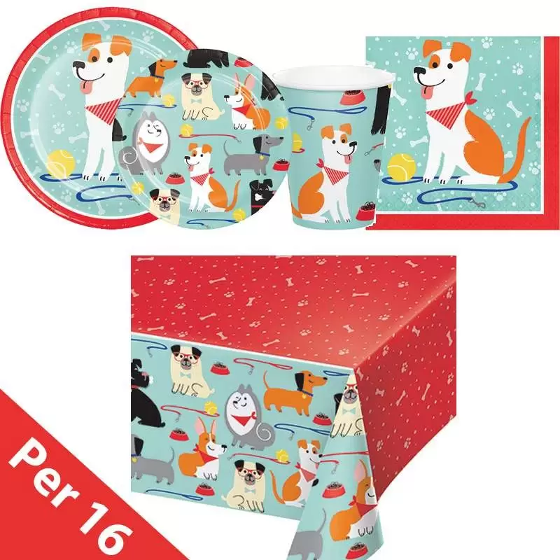 Kit n.42 dog party new - set tavola cagnolini