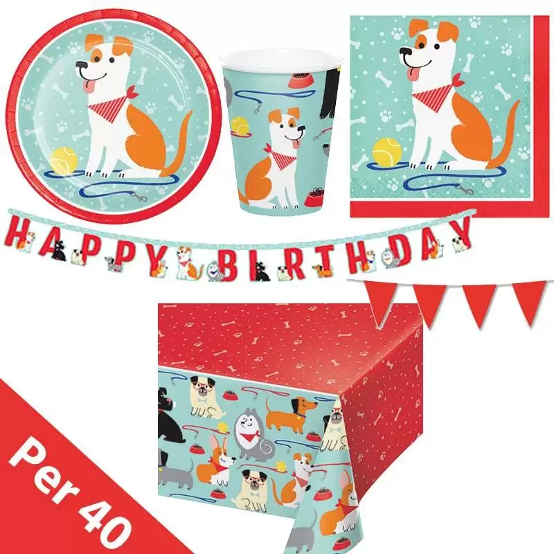 Kit n.17 dog party new - addobbi festa a tema cani