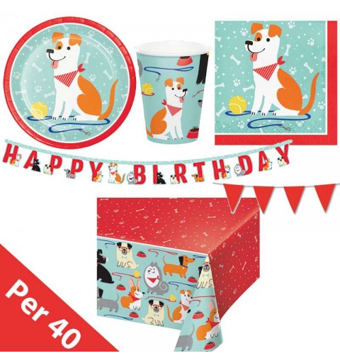 Kit n.17 dog party new - addobbi festa a tema cani