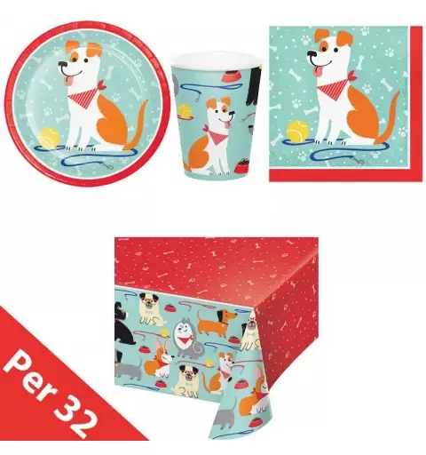 Kit n.16 dog party new - coordinato compleanno a tema cani